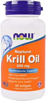 купить Жирные кислоты Now Foods Neptune Krill Oil Крилевый жир 500 мг 60 желатиновых капсул (733739016256)