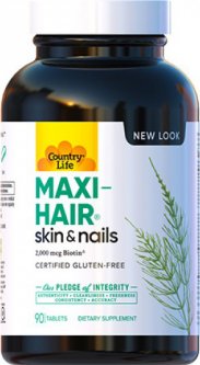купить Витаминно-минеральный комплекс Country Life Maxi-Hair для роста и укрепления волос 90 таблеток (015794050292)