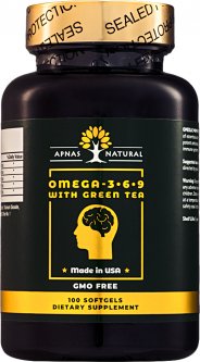 купить Жирные кислоты Apnas Natural Омега 3-6-9 С зеленым чаем 100 капсул (603051082195)