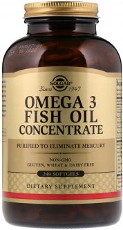 купить Жирные кислоты Solgar Omega-3 Fish Oil Concentate Рыбий жир в Капсулах концетрат 240 капсул (033984016996)