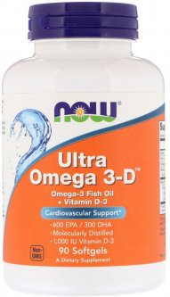 купить Жирные кислоты Now Foods Ultra Omega-3-D 90 капсул (733739016638)