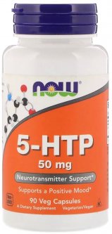 купить Аминокислота Now Foods 5-HTP (Гидрокситриптофан) 50 мг 90 вегетарианских капсул (733739000996)