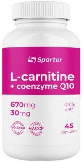 купить Жиросжигатель Sporter L-Carnitine 670 мг + CoQ10 30 мг 45 капсул (4820249720202)