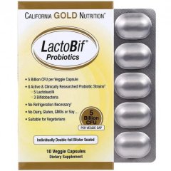 купить Пробиотик California Gold Nutrition LactoBif Probiotics 5 Billion CFU 10 капсул (6725592)