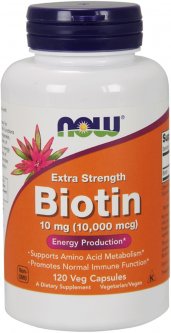 купить Витамины Now Foods Биотин (В7) 10000 мкг 120 гелевых капсул (733739004796)